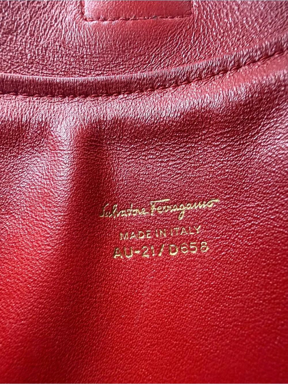 Salvatore Ferragamo Juliet Grey Leather Red Interior with Gold Hardware